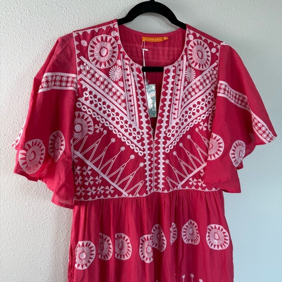 New Oliphant Soleil Red Flirty V-Neck Maxi Dress NWT Boho Casual Women’s Small - Picture 6 of 16